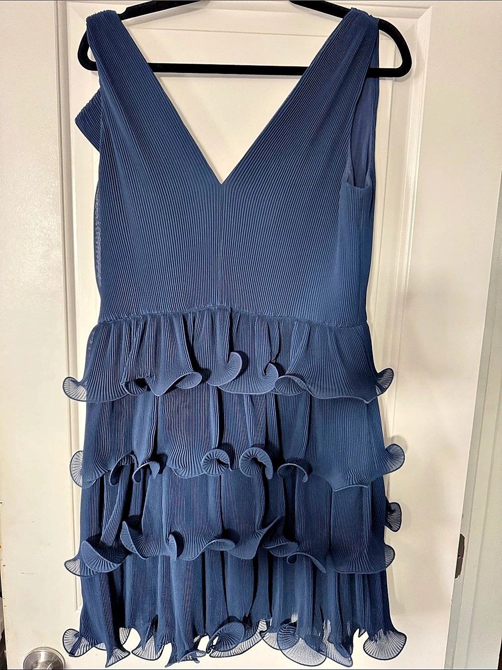 Milly Gia Tiered Ruffle Mini Dress Blue Size 10